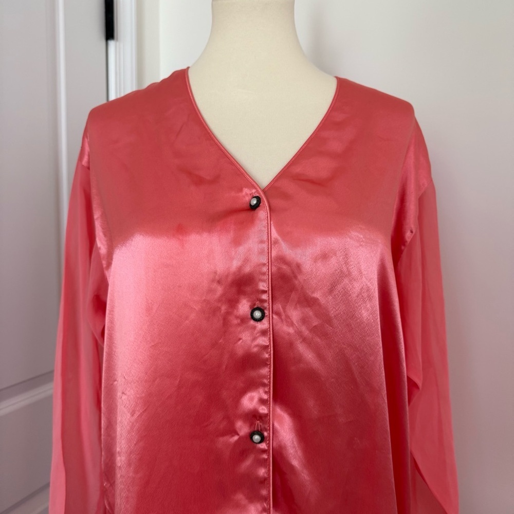 Vintage Gold Label Victoria's Secret Peach Night Over Shirt Gown Size P/S - Picture 2 of 7